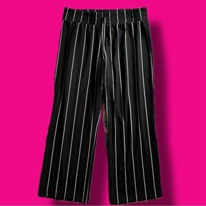 Black and White Striped Pants with Stretch